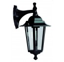 Farol de jardin de aluminio de 6 lados con brazo por arriba. E27, 60W. 230V. IP44. Uso externo. Negro.