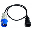 Prolongador convertidor clavija Cetac. 3P (2P+t) 240V. 16A. 1 metro (3x1,5mm).