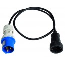 Prolongador convertidor clavija Cetac. 3P (2P+t) 240V. 16A. 1 metro (3x1,5mm).