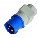Adaptador clavija cetac 3P(2P+y) IP44-16A. 250V. a base a&eacute;rea sucko 4,8mm 16A. 250A.