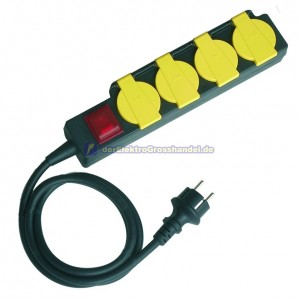 Steckdosenleiste 4-fach, mit 1,5m Neopren-Kabel, IP44