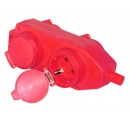 Base múltiple industrial de 4 tomas (4T) con tapa y sin cable, para enchufe 2P+TT lateral, Máx.3500W-16A-230V.
