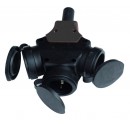 Triple sucko industrial goma con tapas para engarzar cable, uso externo. IP44-16-250V.
