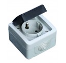 Base simple serie estanca IP44, uso exterior, 10A a 16A, 250V. 50Hz