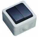 Doble Conmutador serie estanca IP44, uso exterior, 10A, 250V. 50Hz
