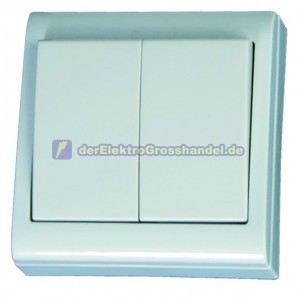 Doppel Aufputz-Umschalter 10A, 250V, wei&szlig;, Polycarbonat, FOCUS