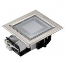 Mini-Downlight empotrable cuadrada de bajo consumo. Niquel Satin, 2x9W.