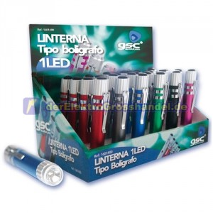 Display-Box mit 24 Taschenlampen aus Aluminium, Stift-Typ