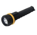 Linterna goma, resiste el agua 3 LEDs, Negra - Blister. 3 pilas R20