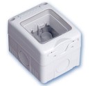 Caja estanca de superfcie con tapa para 2 modulo/hueco IP55.