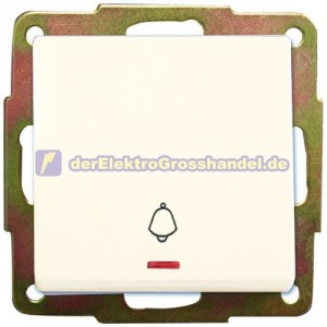 Wippe mit Klingel-Glocke, 10A, 250V, wei&szlig;, Polycarbonat, mit Licht