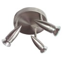 Paflón techo 3 focos halogenos, 3x50W GU10- Niquel Satin, directo a red 220V 50Hz, 190x110mm.
