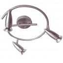 Pafl&oacute;n techo espiral 3 focos halogenos, 3x50W GU10- Niquel Satin, directo a red 220V 50Hz, 300x120mm.
