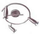 Paflón techo espiral 3 focos halogenos, 3x50W GU10- Niquel Satin, directo a red 220V 50Hz, 300x120mm.