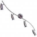 Regleta techo ondulada 4 focos halogenos, 4x50W GU10- Niquel Satin, directo a red 220V 50Hz, 830x97x120mm.