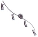 Regleta techo ondulada 4 focos halogenos, 4x50W GU10- Niquel Satin, directo a red 220V 50Hz, 830x97x120mm.