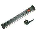 Base múltiple de Aluminio de 5T/Int. (3x1,5mm) 1,5M. con protección.