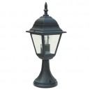 Farol de jardin de aluminio de 4 lados sobremuro. E27, 60W. 230V. IP44. Uso externo. Negro..