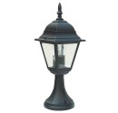 Farol de jardin de aluminio de 4 lados sobremuro. E27, 60W. 230V. IP44. Uso externo. Negro..