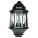Farol de jardin de aluminio de 3 lados, Con dos portalamparas E27, 60W. 230V. IP44. Uso externo. Negro..