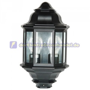 2xE27 Gartenlaterne aus Aluminium, dreiseitig, schwarz