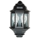 Farol de jardin de aluminio de 3 lados, Con dos portalamparas E27, 60W. 230V. IP44. Uso externo. Negro..