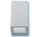 Aplique de pared de Aluminio con difusor de cristal translucido, Portalamparas GU10, IP44, 35 Watios. 70x144x70mm.