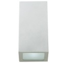 Aplique de pared de Aluminio con difusor de cristal translucido, Portalamparas E27, IP44, 60 Watios. 118x249x100mm.