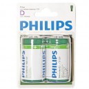 Caja 12 blisters de 2 unidades de pilas salinas R-20 (D) PHILIPS