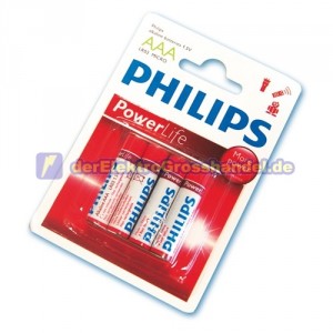 Box 12 Bliester x 4St. Micro-Batterie Alkaline PHILIPS LR03/AAA 1,5V