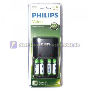 Box 4 St. Akku-Ladeger&auml;t f&uuml;r R3/AAA und R6/AA, 4xAA Akkus enthalten, PHILIPS