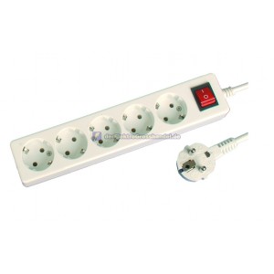 Steckdosenleiste 5-fach, 3m Kabel, wei&szlig;, Serie Mega