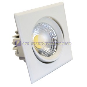 LED-Einbaustrahler COB 5W 450lm 6400K, quadratisch, kippbar, wei&szlig;, 80&ordm; 