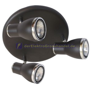 GU10 3-flammige Strahler, Halogen, rund, schwarz