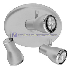 GU10 3-flammige Strahler, Halogen, rund, satiniert Nickel