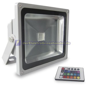 RGB LED-Strahler, Hochglanz, 30W, mit Fernbedienung