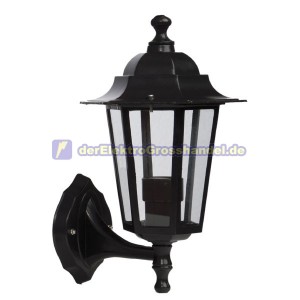 E27 Gartenlaterne f&uuml;r Wand aus Aluminium, Arm unten, schwarz