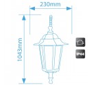 Farol de jardin de aluminio - Colgante de 6 lados Negro