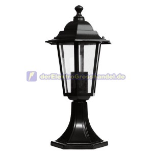 E27 Gartensockellaterne aus Aluminium, sechsseitig, schwarz