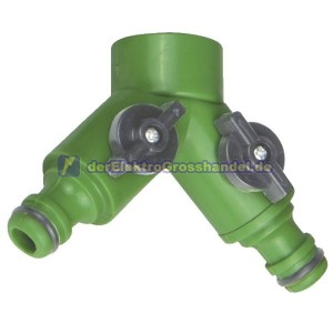 Wasserhahn-Adapter f&uuml;r Schlauch  &Oslash;3/4" mit 2 Ausg&auml;ngen