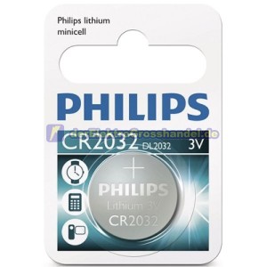 Box 10 Bliesters 1St. Lithium-Knopf Batterie CR2032 3V PHILIPS