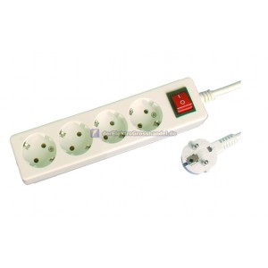 Steckdosenleiste 4-fach, 1,5m Kabel, wei&szlig;, Serie Mega