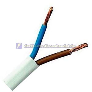 100m Kabelrolle, flacher Schlauch Kabel, 2x0,75mm, 0,5KV, wei&szlig;