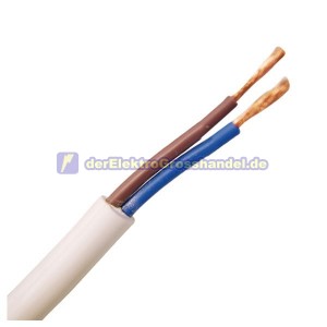 100m Kabelrolle, Schlauch-Kabel, 2x0,5mm, 0,5KV, wei&szlig;