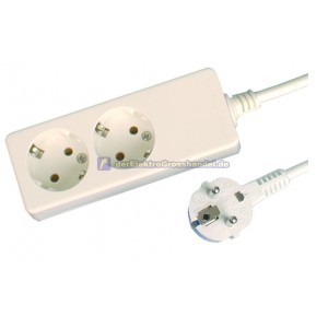 Steckdosenleiste 2-fach, 1,5m Kabel, wei&szlig;, Serie Mega