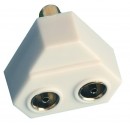 Distribuidor TV triangular inductivo Entrada machoa salida 2 hembras de 9,5 mm