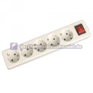 Steckdosenleiste 5-fach, wei&szlig;, Serie Mega ohne Kabel, mit Schalter, Bliester