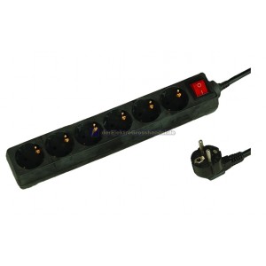 Steckdosenleiste 6-fach,1,5m Kabel 3x1,5mm, schwarz