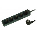 Base m&uacute;ltiple negra de 5 tomas (5T) con cable el&eacute;ctrico serie standard