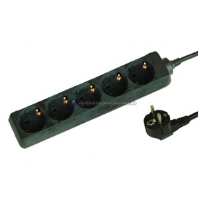 Steckdosenleiste 5-fach, 1,5m Kabel 3x1,5mm, schwarz